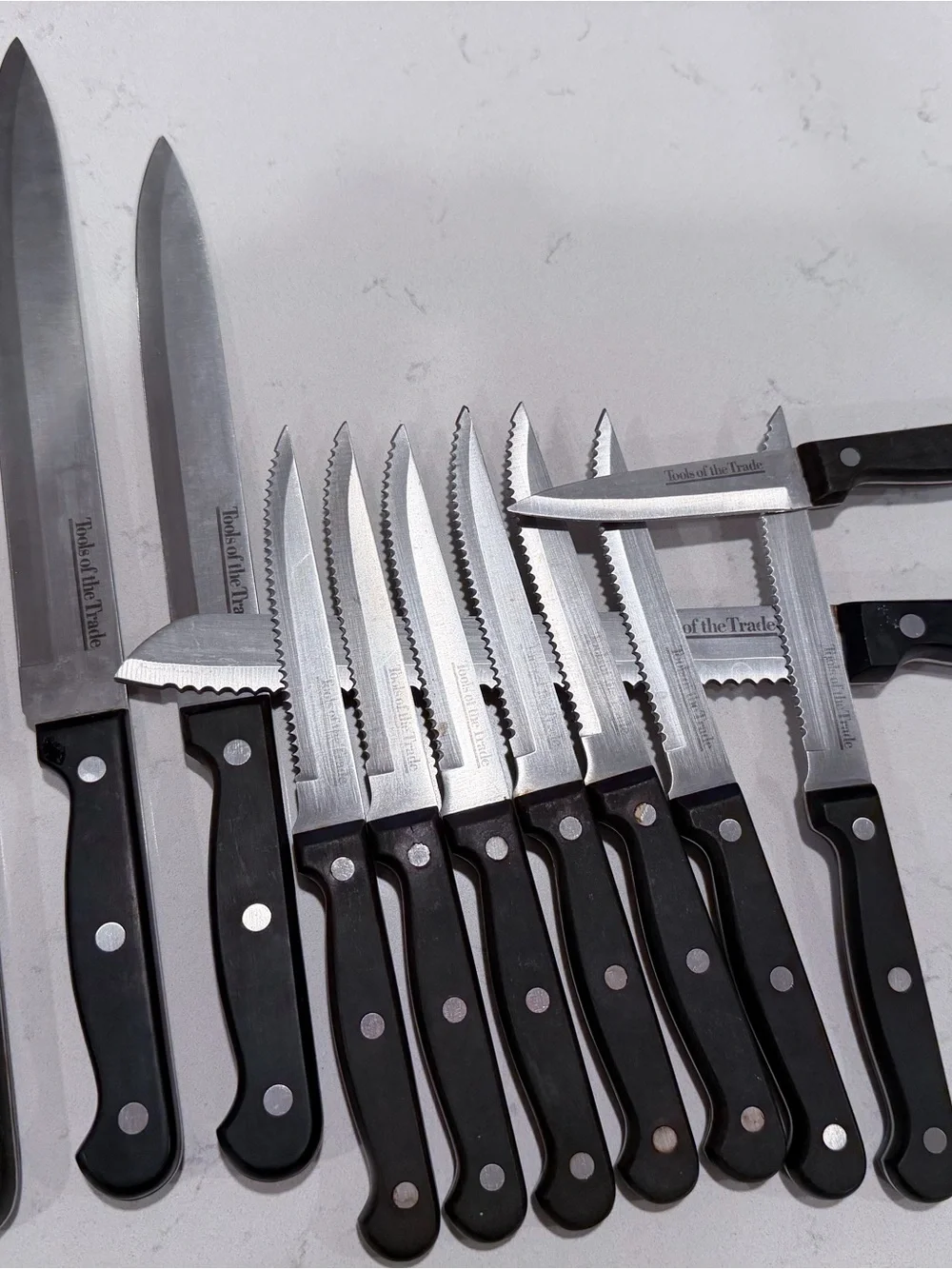Black-handled Serrated Steak Knife Set by